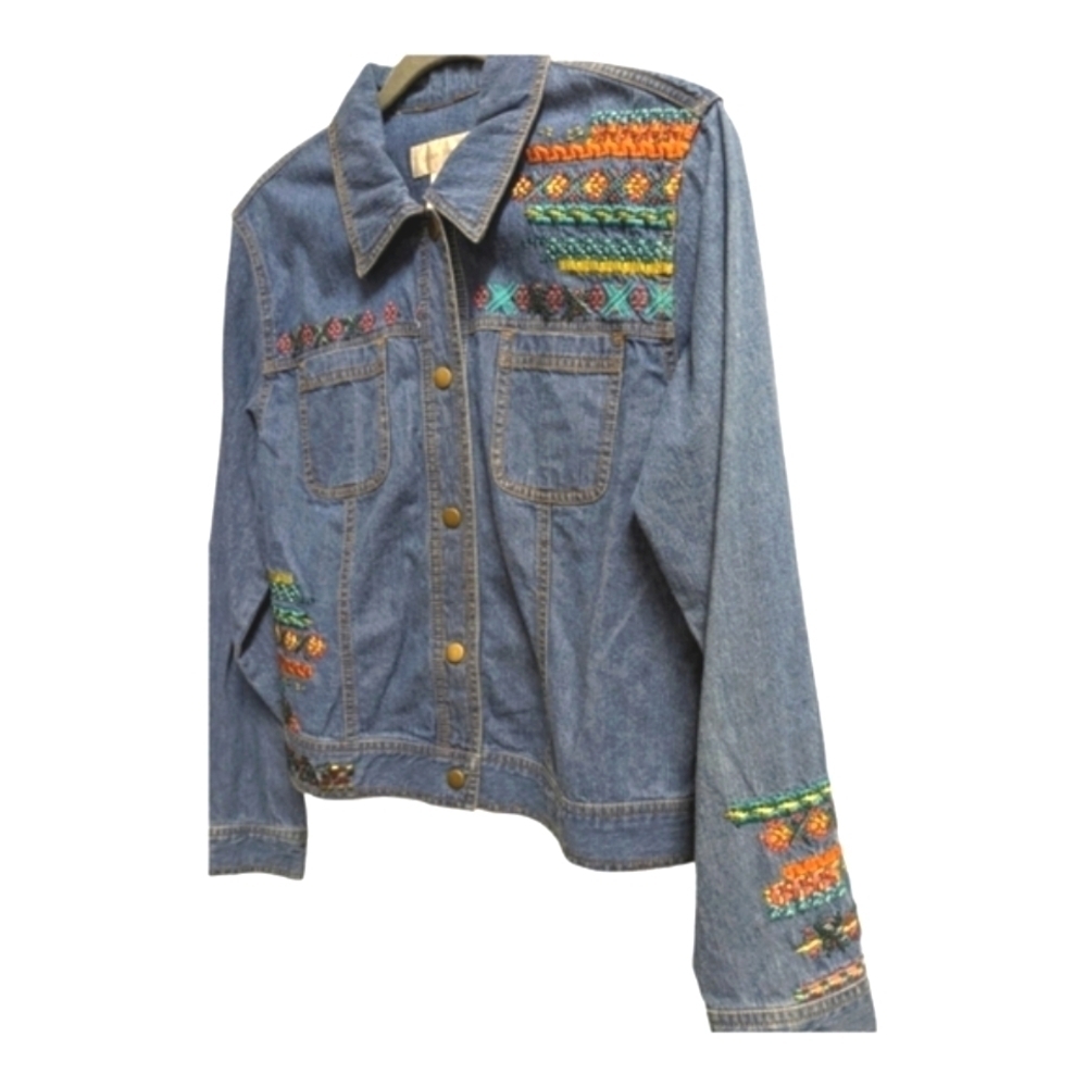 Vtg Susan Bristol embroidered beaded jean jacket NEW with tag Sz medium - Picture 4 of 7